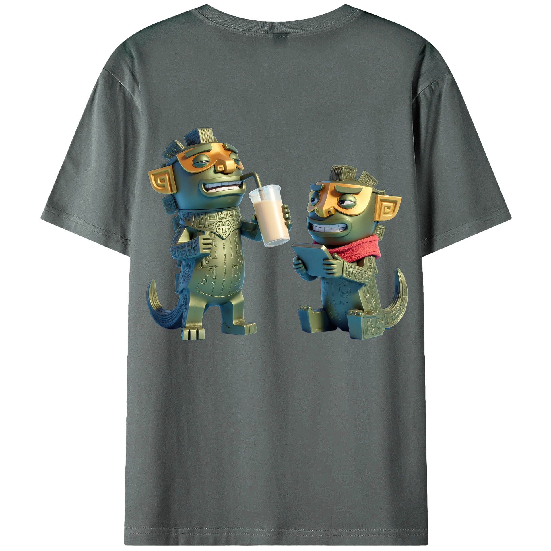 （画像用） Ne Zha 2 ナタ 魔童の大暴れ 綿100％ メンズ半袖Tシャツ（バックプリント） 通気性